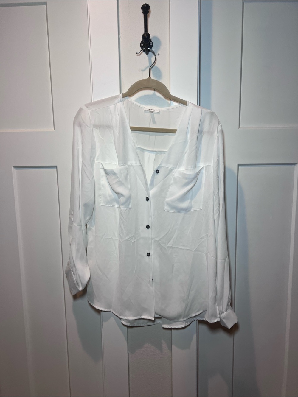 Maurices White Long-Sleeve Button Down Blouse